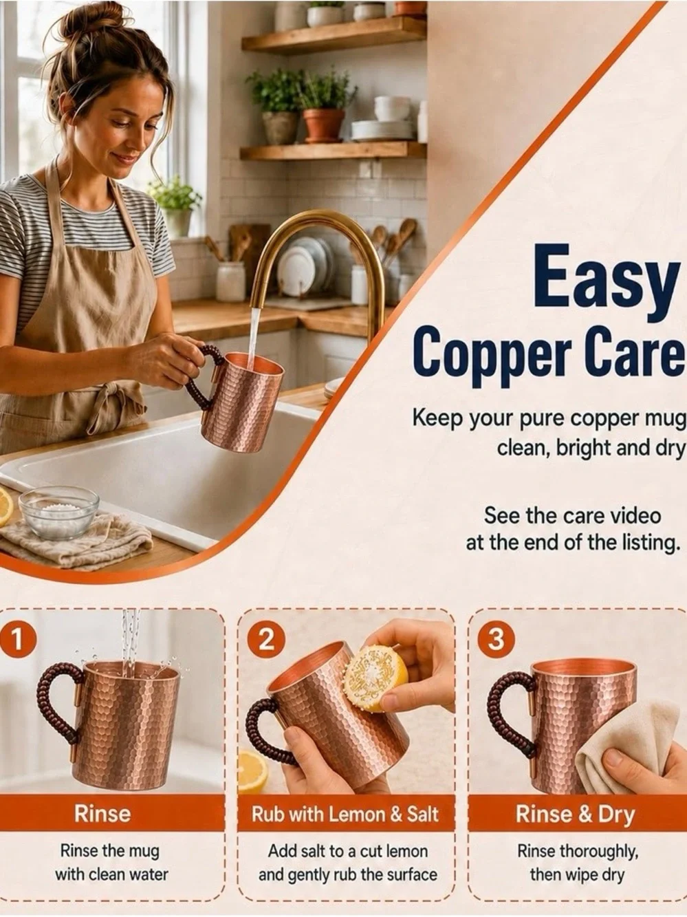 New 18.6 oz Hammered Pure Copper Mug with Lid Large Coffee Tea Cup, Mule Mug